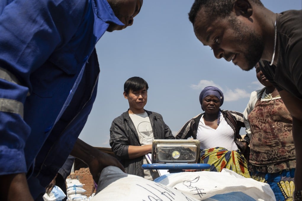 Workers weigh sacks of cobalt in the Congo. Cobalt prices have been spiking worldwide in recent months amid an export freeze. Photo: Getty Images