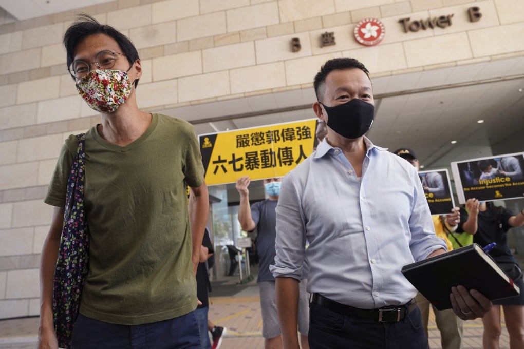 Former opposition lawmakers Eddie Chu, left, and Raymond Chan have been sentenced for their roles in causing a ruckus during a Legislative Council meeting. Photo: Winson Wong