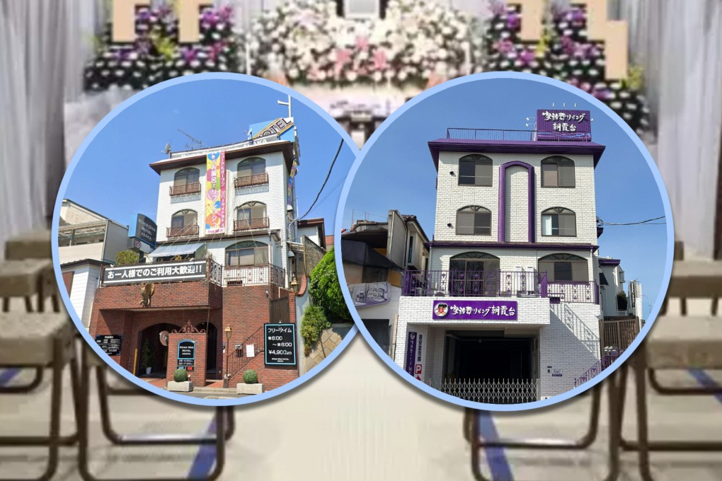 A so-called love hotel in Japan has been converted into a funeral home, sparking much debate on social media. Photo: SCMP composite/Sohu/X.com