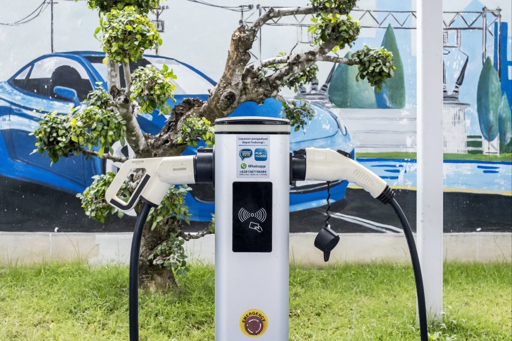 A charging dock at a public electric vehicle charging station in Denpasar, Bali, Indonesia. Photo: EPA-EFE