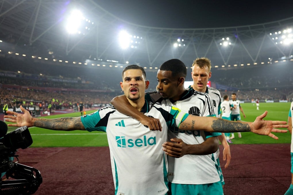 Newcastle United’s Bruno Guimaraes (left) celebrates scoring his side’s winner with Alexander Isak. Photo: Reuters