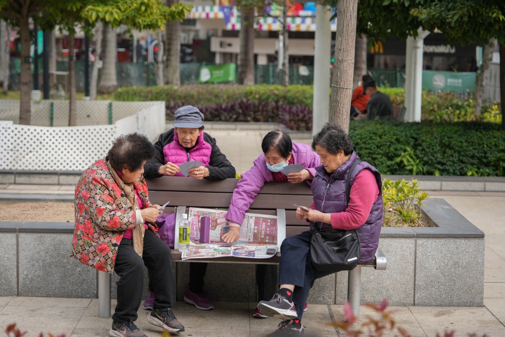 Elderly women playing cards in To Kwa Wan on February 5. Photo: Sam Tsang