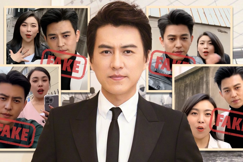 Chinese actor Jin Dong has expressed concern over artificial inelligence con artists who impersonate him, and called for tougher laws to tackle such rackets. Photo: SCMP composite/Douyin/Weibo