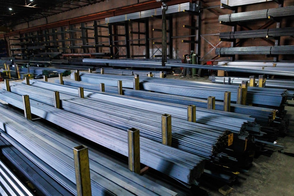 Steel products in a warehouse at North York Iron, a steel supplier in Toronto. US President Donald Trump said on Tuesday he was doubling tariffs on imports of Canadian steel and aluminium to 50 per cent. Photo: AFP
