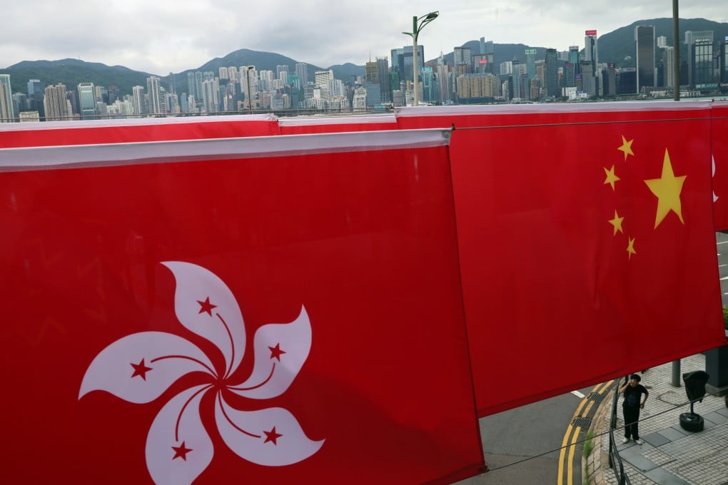A number of China national flags and Hong Kong regional flags are hoisted in Tsim Sha Tsui in September 2024 to celebrate the 75th anniversary of the founding of the People’s Republic of China. Photo: Jelly Tse