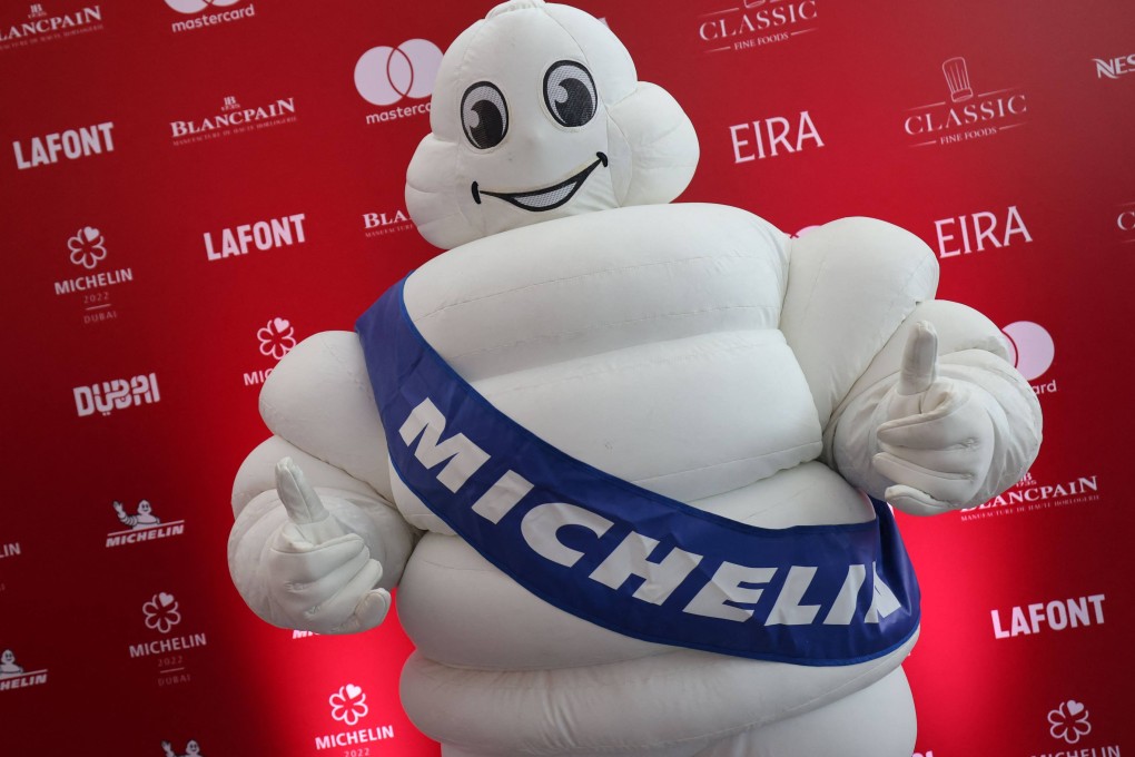 The Michelin Man during the unveiling of the 2022 Michelin Guide Dubai. The guide and the 50 Best lists involve no objective, measurable criteria – instead, they favour places backed by deep pockets, columnist Andrew Sun argues. Photo: AFP