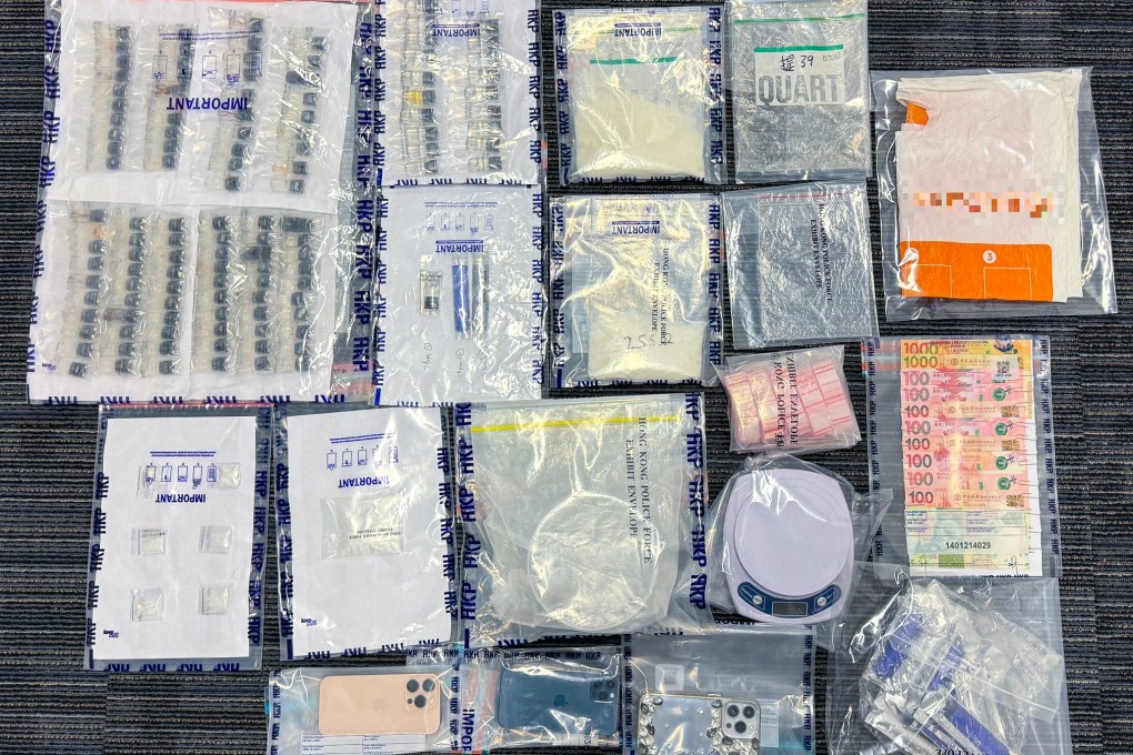 Police discovered about 475 grams of suspected ketamine and 121 suspected vape cartridges containing liquid etomidate. Photo: Handout