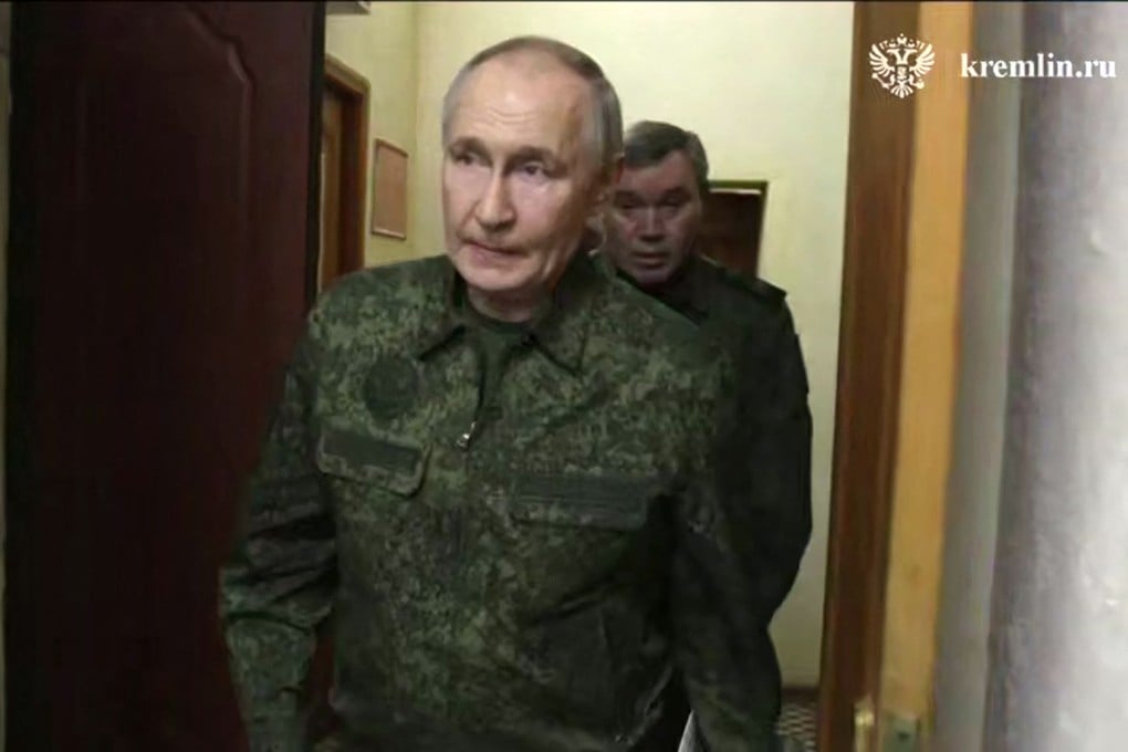 Russia’s President Vladimir Putin visits a command point for Russian troops involved in the counteroffensive in the Kursk region in footage released on Wednesday. Photo: Kremlin.ru via AFP