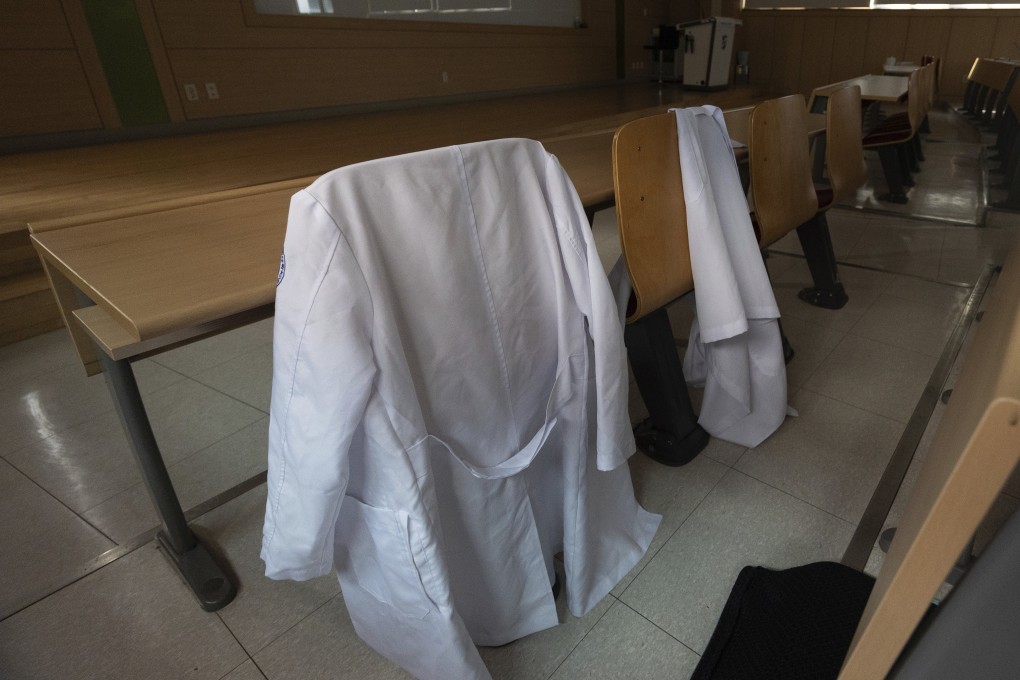 A lecture room at a medical school in Daegu, South Korea, lies empty amid ongoing anger from doctors and students over a government quota. Photo: Yonhap via AP