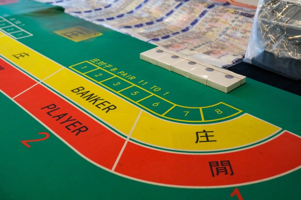 Police display confiscated gambling equipment seized during an anti-triad operation. Photo: Sam Tsang