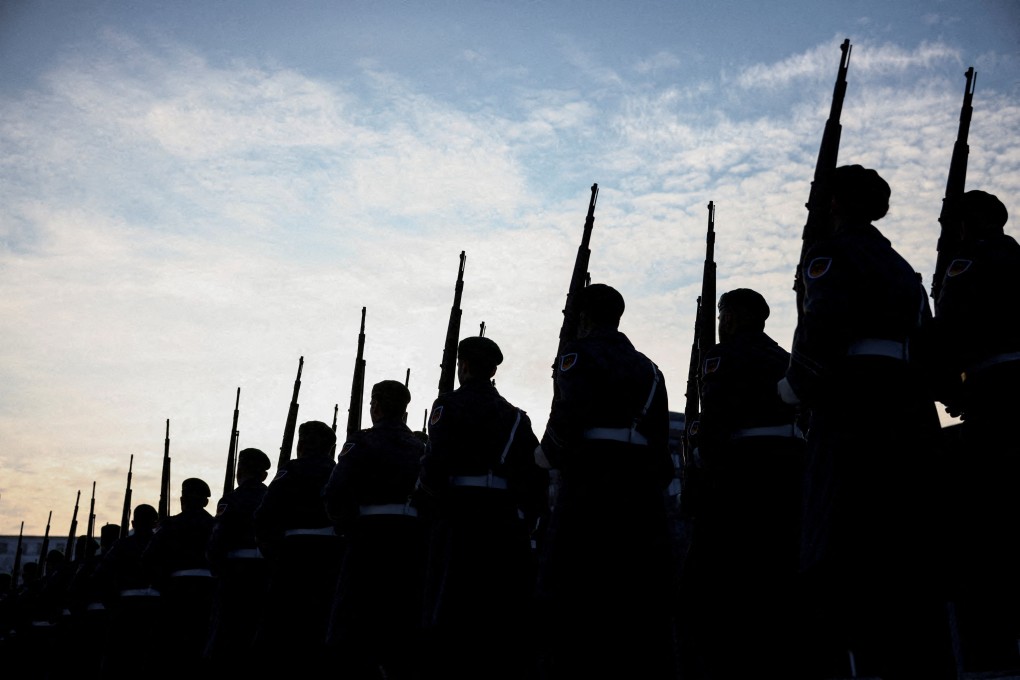Members of the military honour guard march, on the day of a meeting between German Defence Minister Boris Pistorius and European Commissioner for Defence and Space Andrius Kubilius in Berlin, Germany, on February 10. Photo: Reuters