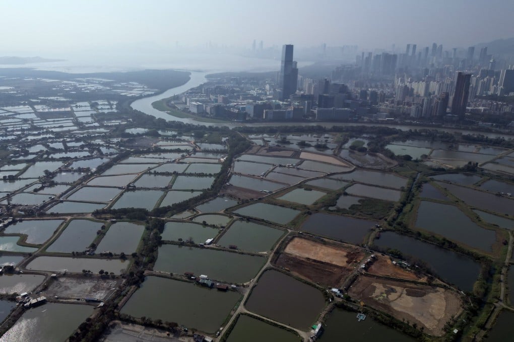 This photo, taken on February 27, shows an aerial view of the land allocated for the San Tin Technopole, part of the Northern Metropolis. Photo: May Tse