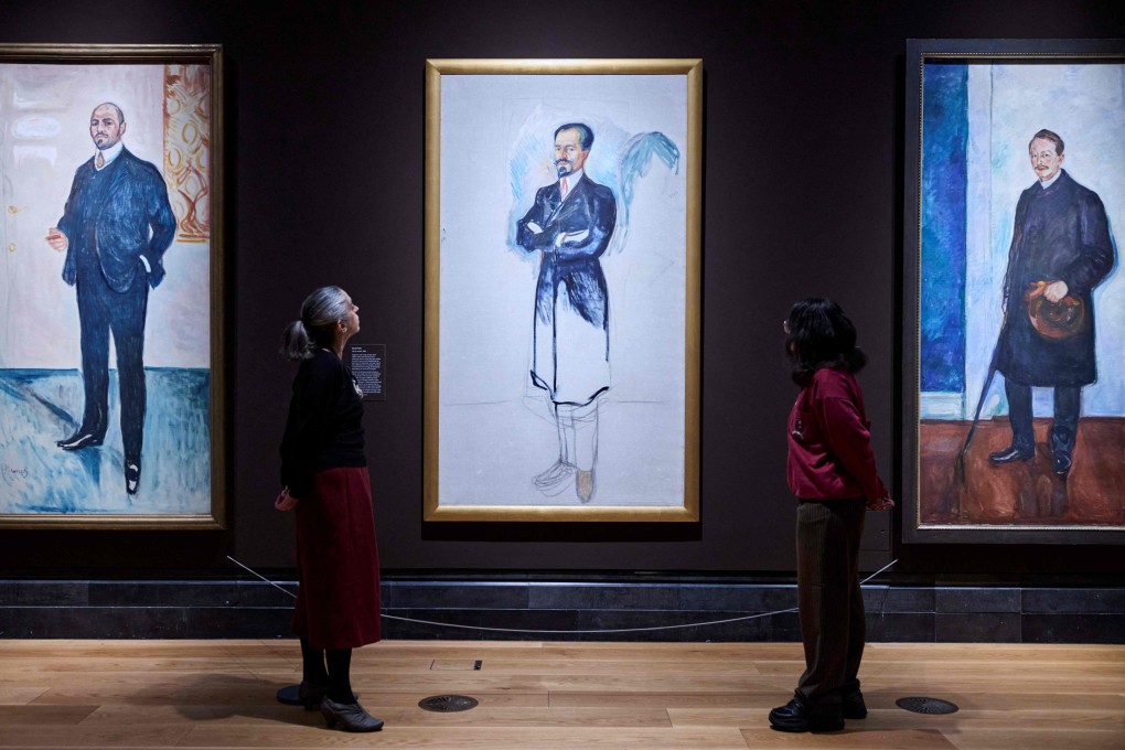Paintings in the Edvard Munch Portraits exhibition at London’s National Portrait Gallery. Exhibition of the work of the Norwegian painter best known for The Scream are also being held at Harvard and in Rome. Photo: AFP