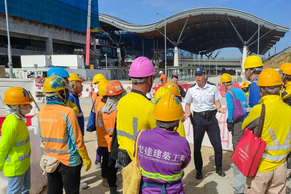 Workers gathered at a construction site to voice their concerns. Photo: Handout