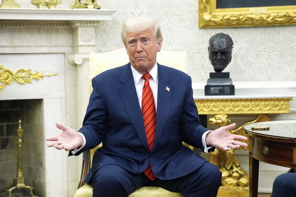 US President Donald Trump gestures during his meeting with Nato Secretary General Mark Rutte at the White House in Washington on Thursday. Photo: EPA-EFE