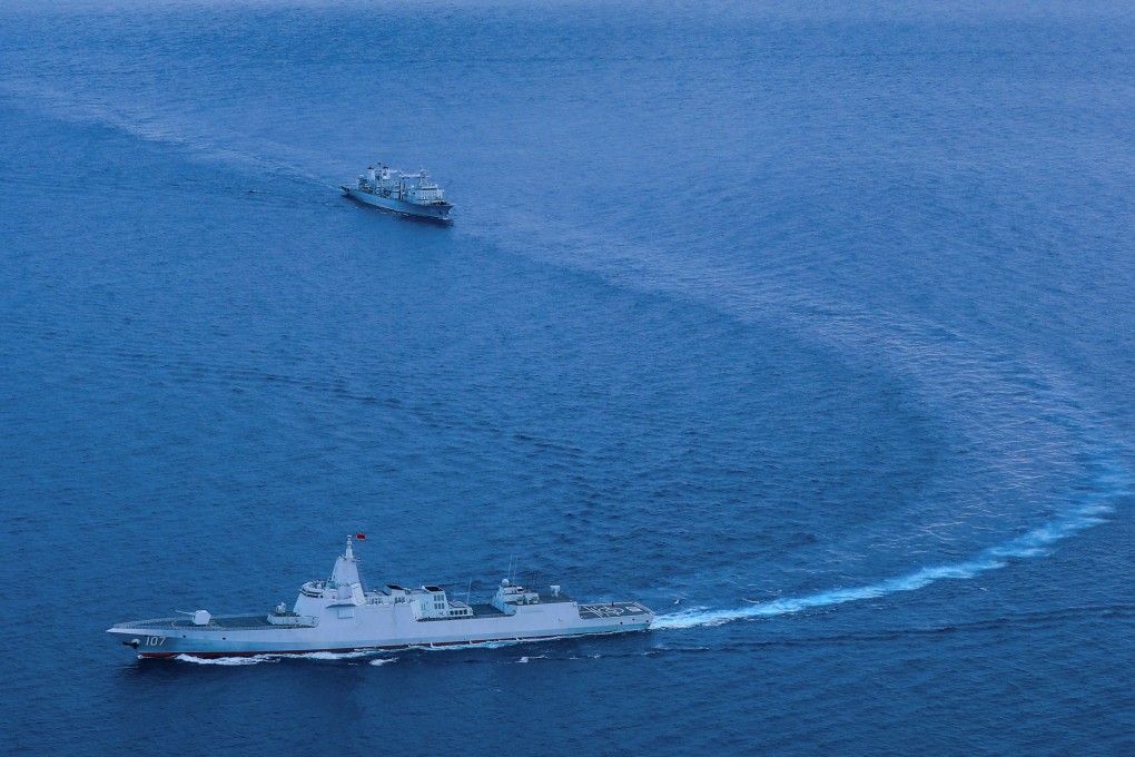 Chinese ships conduct combat exercises in the Pacific Ocean. Photo: CCTV