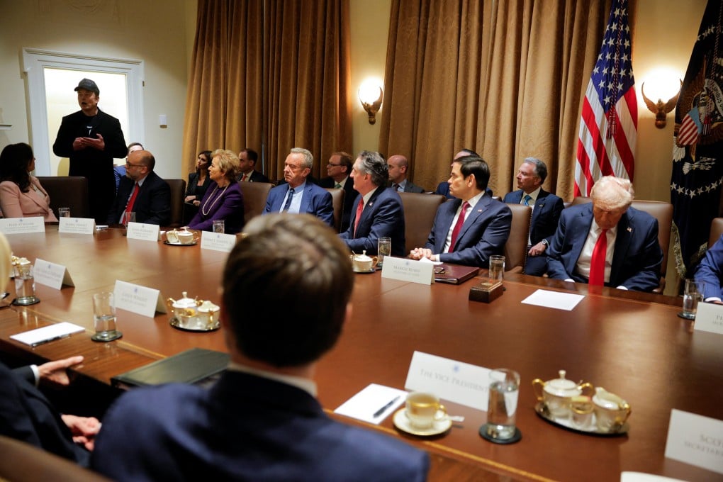 Elon Musk speaks at US President Donald Trump’s first cabinet meeting in Washington on February 26. Photo: Reuters