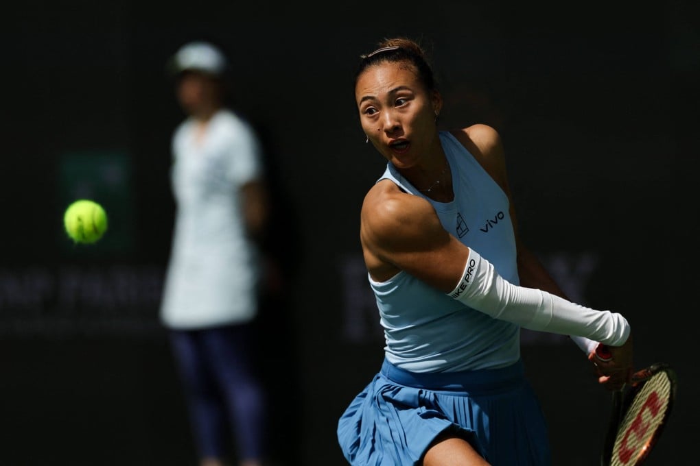 Zheng Qinwen was no match for Iga Swiatek during their women’s singles quarter-final at the BNP Paribas Open. Photo: AFP