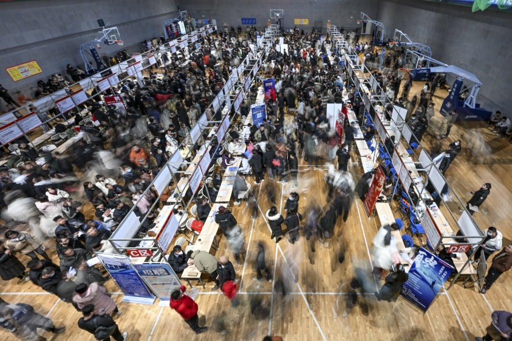 People attend a job fair in Yinchuan, Ningxia Hui autonomous region, on February 15. Photo: Xinhua