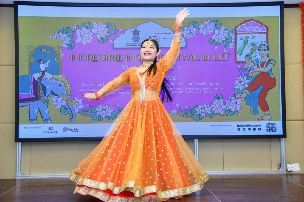 China-born Hong Kong dancer Chau Hoi-shan, whose stage name is Shanti, performs an Indian dance at the Consulate General of India, Hong Kong. Photo: Consulate General of India, Hong Kong
