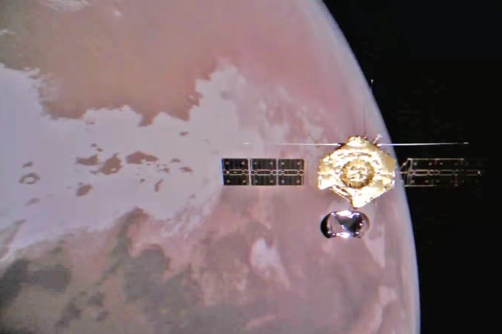 China’s Mars orbiter Tianwen-1 circles above the north polar region of the red planet. A newly unveiled powerful plasma engine brings China’s technology closer to that of leader in the field Russia. Photo: Xinhua
