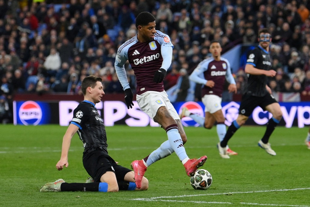 Aston Villa’s Marcus Rashford in Champions League action at home to Club Brugge on Wednesday. Photo: Reuters
