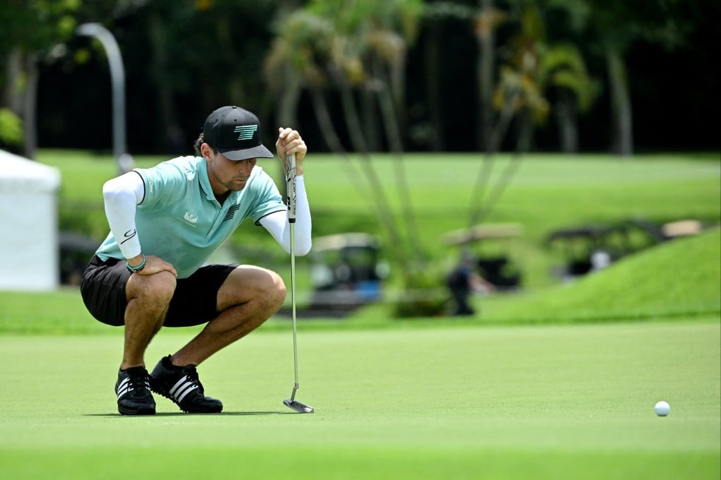 Joaquin Niemann lines up a putt during the second round of LIV Golf Singapore. Photo: Reuters