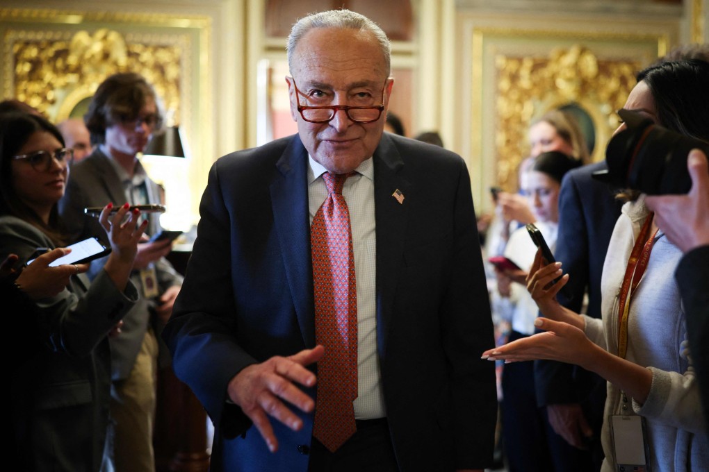 US Senate Democratic Leader Chuck Schumer leaves the Democratic caucus lunch at the US Capitol on Thursday. Photo: AFP