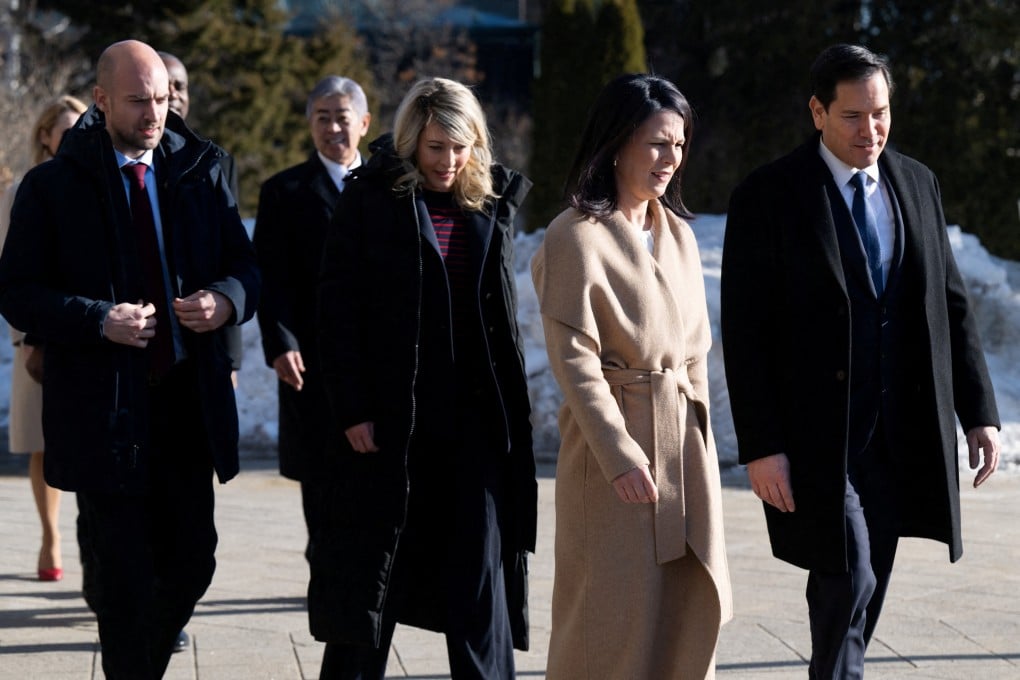 (From left) French Foreign Minister Jean-Noel Barrot, Canadian Foreign Minister Melanie Joly, German Foreign Minister Annalena Baerbock and US Secretary of State Marco Rubio arrive at the G7 foreign ministers’ meeting in La Malbaie, Charlevoix, Quebec, Canada, on Friday. Photo: Reuters
