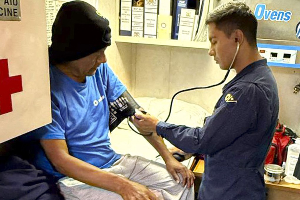 Peruvian fisherman Maximo Napa receiving medical attention upon his arrival in Paita in this handout picture released on Saturday. Photo: AFP/Peruvian Navy