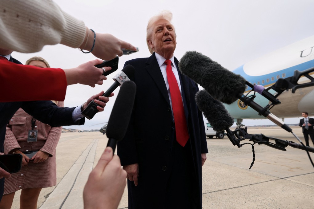 US President Donald Trump speaks to reporters before boarding Air Force One on Friday. Photo: Reuters