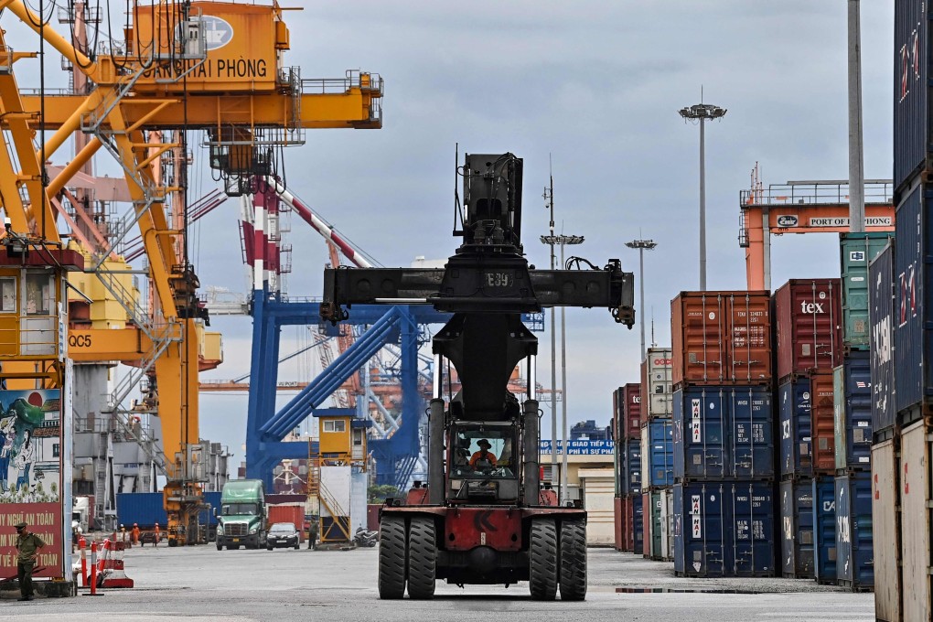 A forklift operator works at Tan Vu port in Hai Phong, Vietnam. The US ran a US$123.5 billion trade deficit with Vietnam in 2024. Photo: AFP