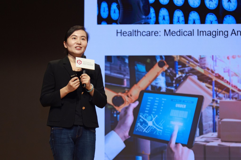 Artificial intelligence scientist Yang Hongxia, the associate dean for global engagement at Hong Kong Polytechnic University, discusses DeepSeek’s success at a forum last week. Photo: Handout
