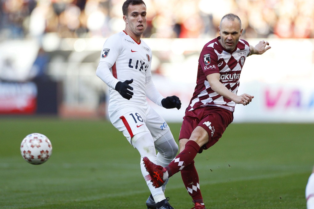 Serginho (left) in action for Kashima Antlers against Vissel Kobe’s Andres Iniesta during the 2020 Emperor’s Cup final in Tokyo. Photo: AP