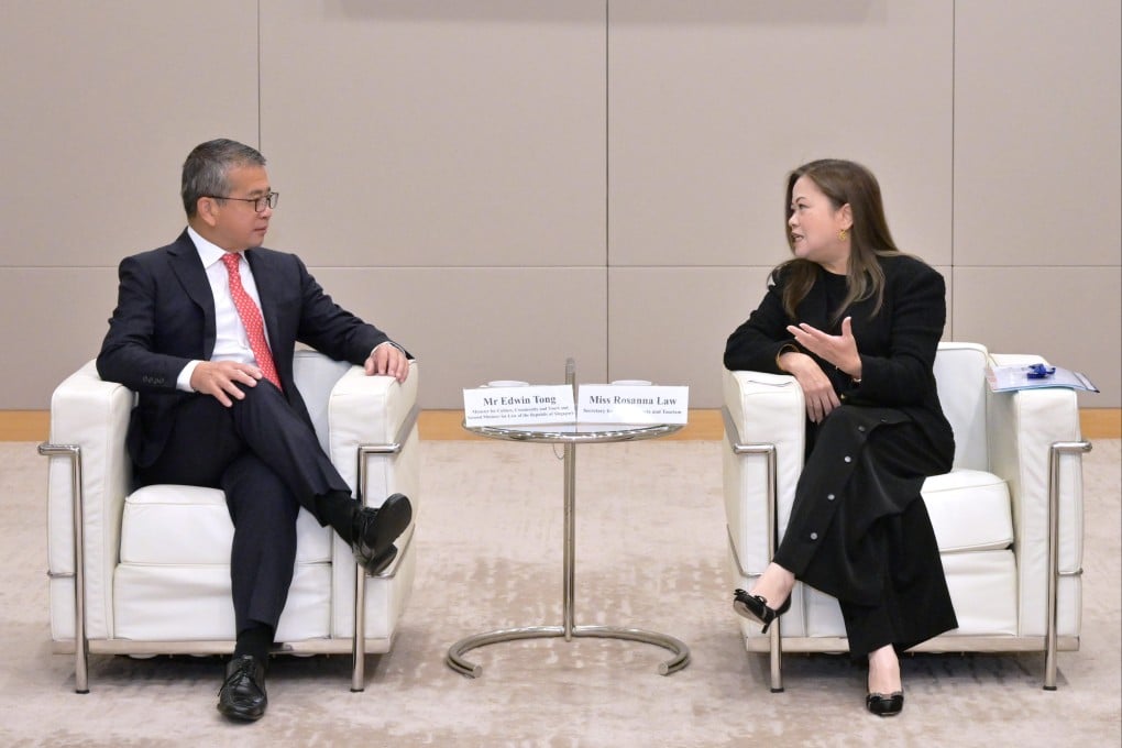 Singapore’s minister for culture, community and youth (left), Edwin Tong, with Hong Kong’s minister for culture, sports and tourism, Rosanna Law. Photo: Handout