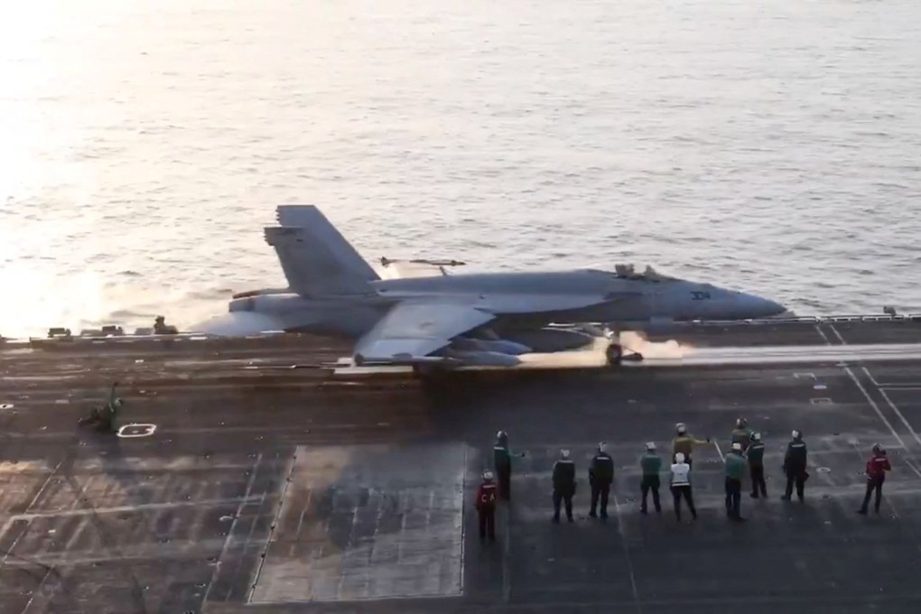 A fighter plane takes off for an operation against Houthi rebels. Photo: USCENTCOM via Reuters