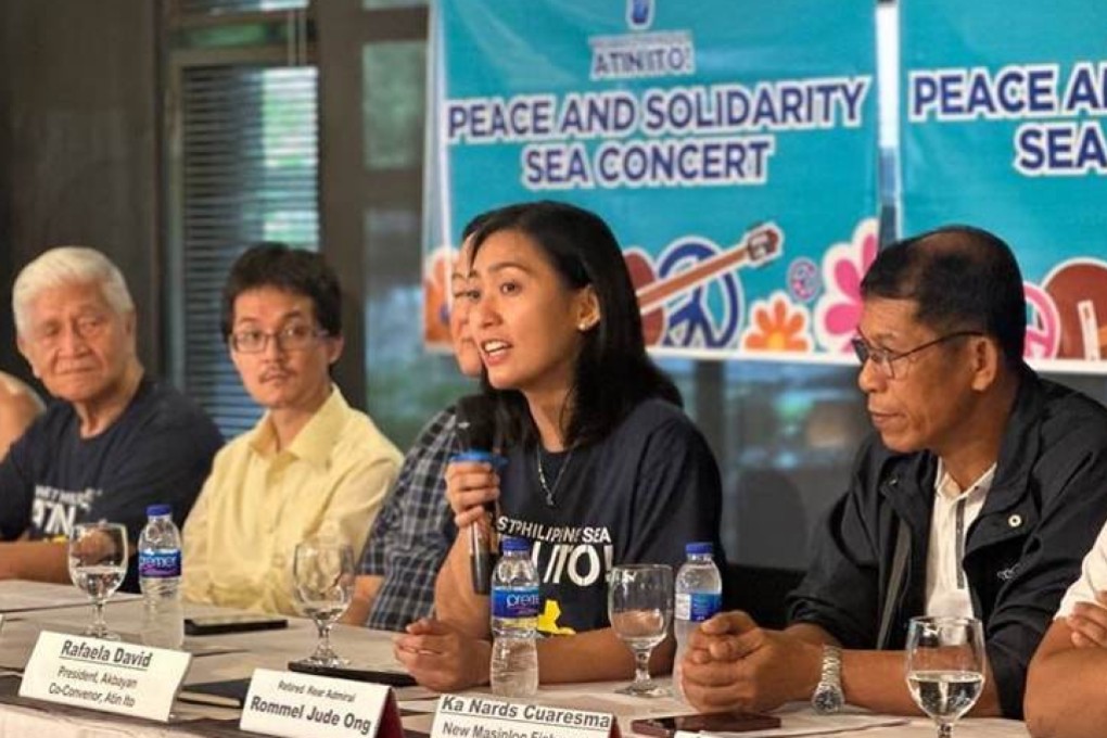 Aten Ito co-convenor and Akbayan party-list president Rafaela David (centre) speaking at a press briefing on the peace concert operation on Monday. Photo: Facebook / Aten Ito