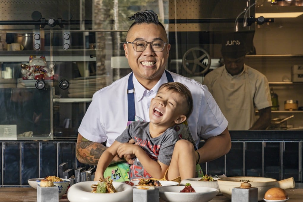 Kelvin Cheung with his son at Jun’s. The Michelin-listed Dubai restaurant is impressing critics with its comfort food that shows influences of different Asian cuisines. Photo: Jun’s