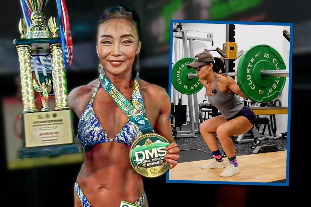 A super fit middle-aged mother who has won a bodybuilding title in China after decades of training says she works out to challenge age stereotypes. Photo: SCMP composite/Douyin