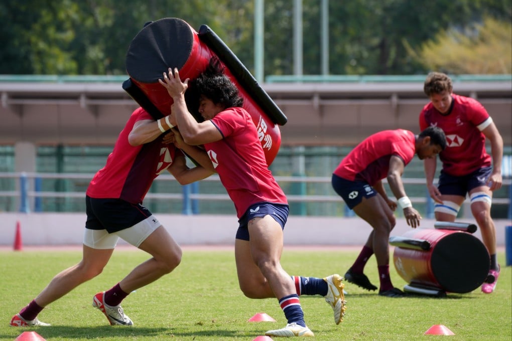 The city’s players get combative in training ahead of next week’s Hong Kong Sevens. Photo: Elson Li
