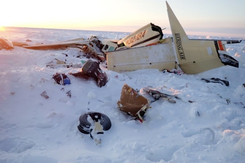 Wreckage from the crashed Bering Air Cessna Caravan. Photo: National Transportation Safety Board via AP