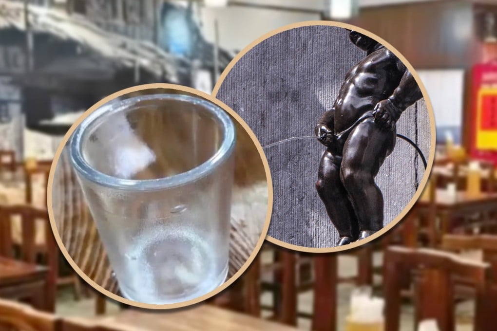 Shocked diners at a restaurant in China were forced to look on as a toddler stood up from his high chair and urinated in a glass. Photo: SCMP composite/Shutterstock/Douyin