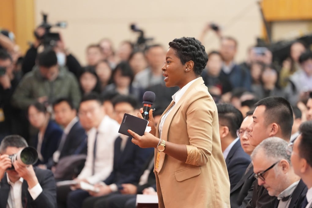 A journalist asks a question at a press conference attended by Chinese Foreign Minister Wang Yi on the sidelines of the National People’s Congress in Beijing on March 7. Photo: Xinhua