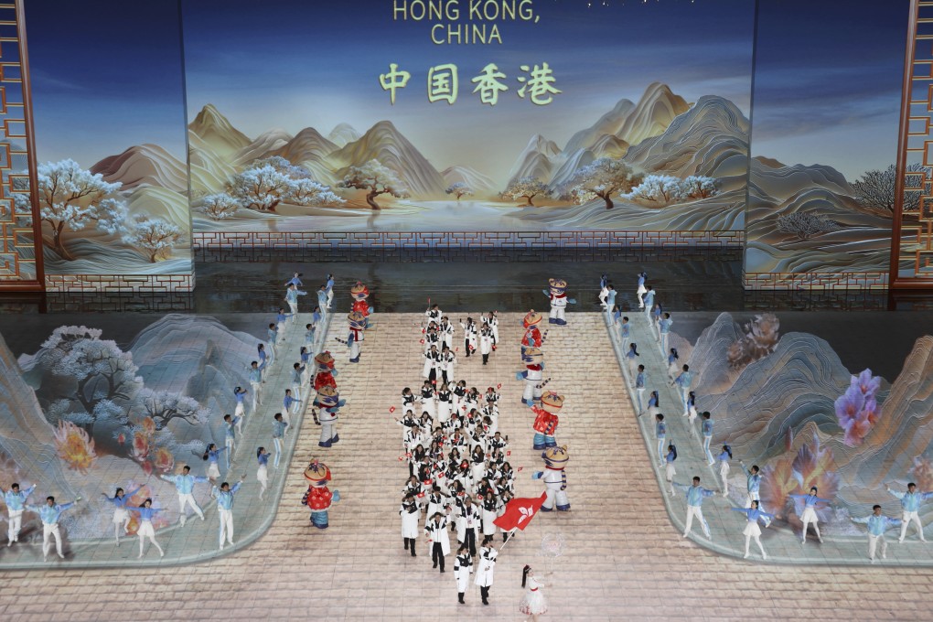 The Hong Kong team on parade during the opening ceremony of the Asian Winter Games in Harbin in February. Photo: Xinhua