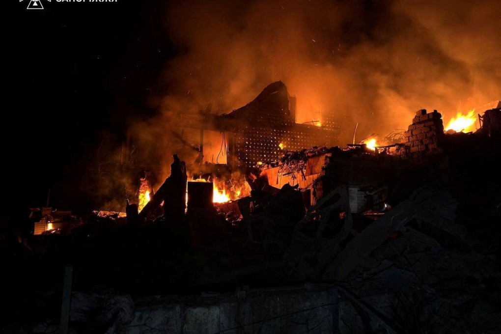 The aftermath of a Russian air strike on Ukraine’s Zaporizhzhia region on Friday. Photo: Reuters