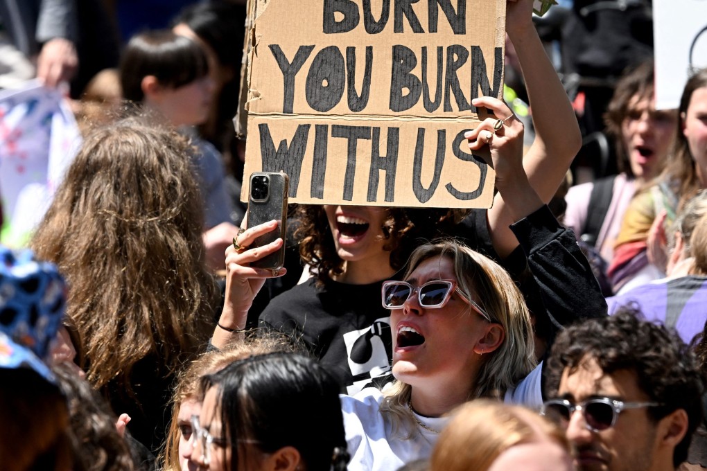School students attend a climate rally in Melbourne. For the first time, baby boomers will be outnumbered by millennials and Gen Z voters at Australia’s next federal elections.  Photo: AFP