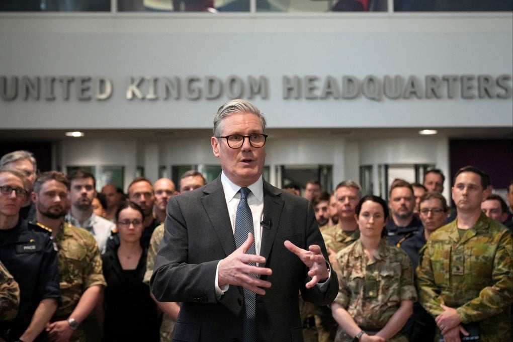 Britain’s Prime Minister Keir Starmer speaks as he visits a military base to meet planners mapping out next steps in the Coalition of the Willing, in Greater London, Britain on Thursday. Photo: Reuters