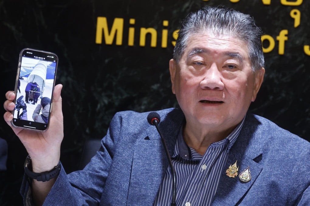 Phumtham Wechayachai, the deputy prime minister and defence minister of Thailand, addresses a press conference on the deportation of Uygurs detained in Thailand, in Bangkok on February 27. Photo: EPA-EFE