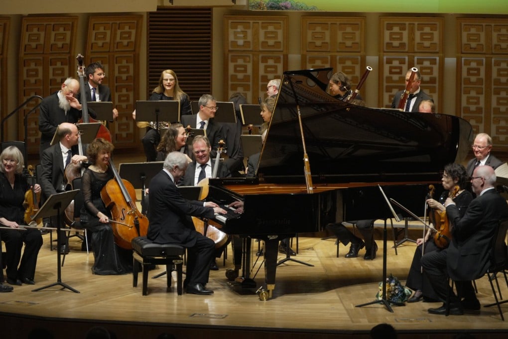 Pianist Andras Schiff and the Cappella Andrea Barca on stage at Hong Kong Cultural Centre on March 18, 2025, where they played an all-Mozart concert as part of the 53rd Hong Kong Arts Festival. Photo: HKAF