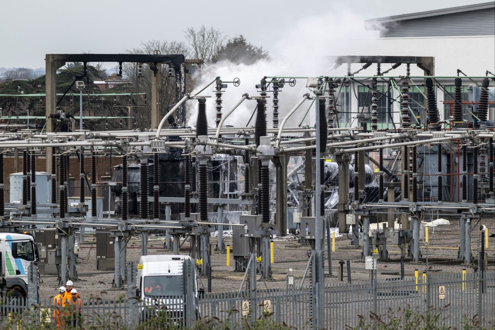 An electricity substation which suffered a fire near London’s Heathrow Airport on Friday. The huge blaze caused power outages, massively affecting the airport. Photo: Xinhua
